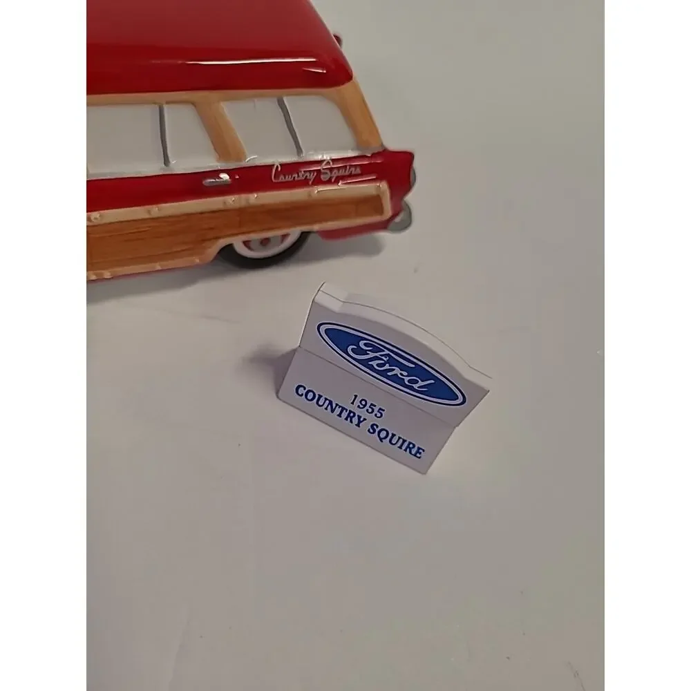 Dept. 56 1955 Ford Country Squire Red Station Wagon with Sign 54950 RETIRED RARE